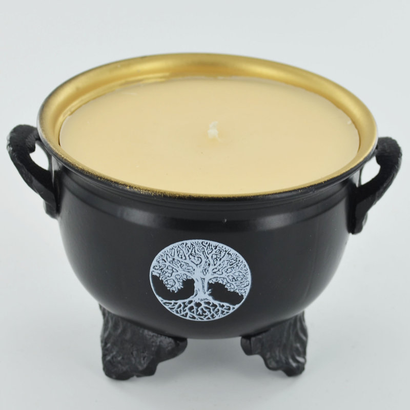 Fresh Scented Jar Candle with Metal Holder, Tree Of Life