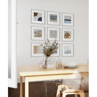 Solid Wood Picture Frame - Set of 9 with Mat