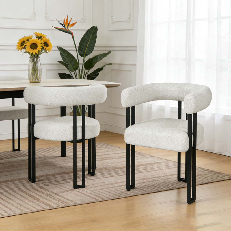 Ensemble de 2 fauteuils de salle à manger rembourrés, Beige