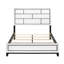 Lit très grand moderne blanc avec structure en bois d'ingénierie aspect grain et lignes noires-238083605