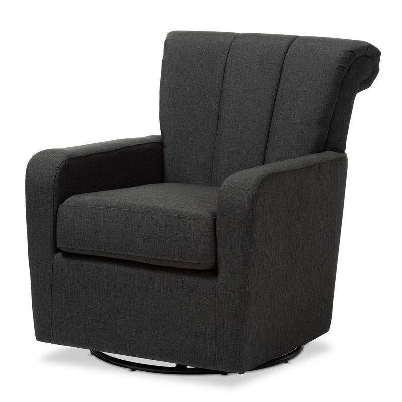 Kaizlee Upholstered Swivel Armchair, Gray Linen Blend