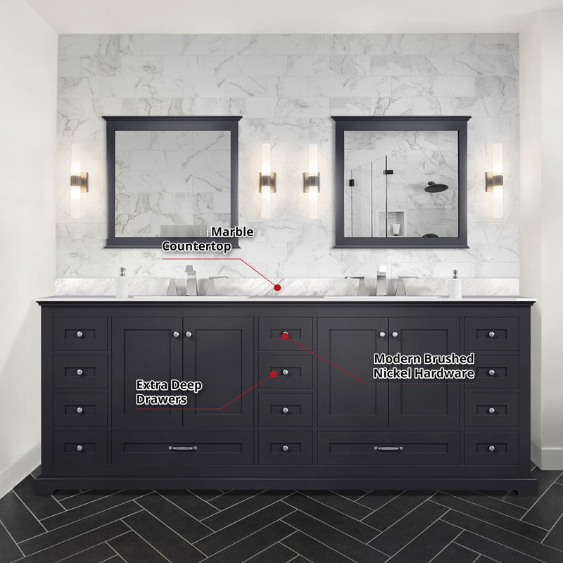 84 In. W X 22 D Double Bath Vanity With 34 Mirrors - Two Interior Cabinets, Fourteen Drawers For Engaging Storage Elegant
