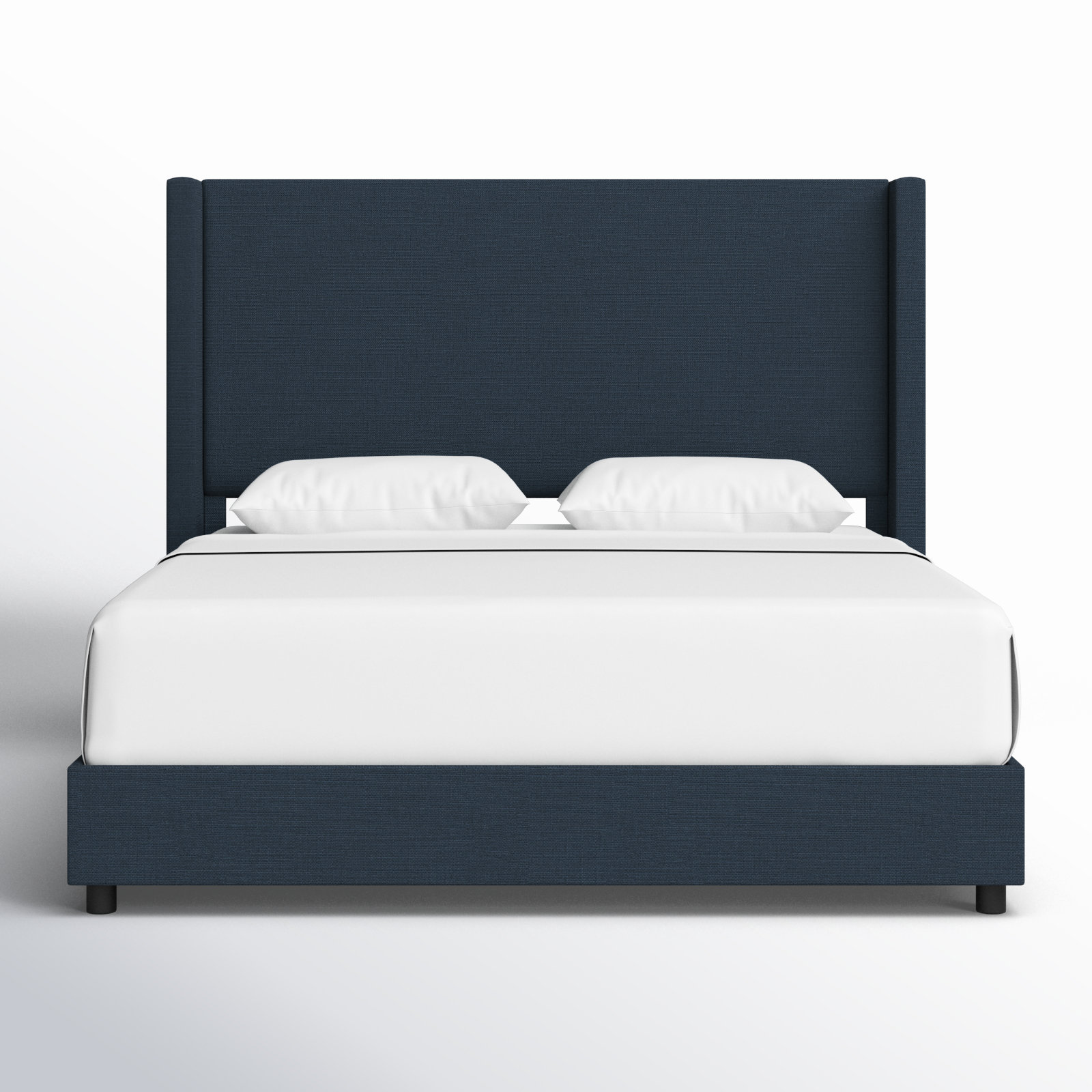 Hanson Linen Upholstered Wingback Bed, King, Classic Navy Linen