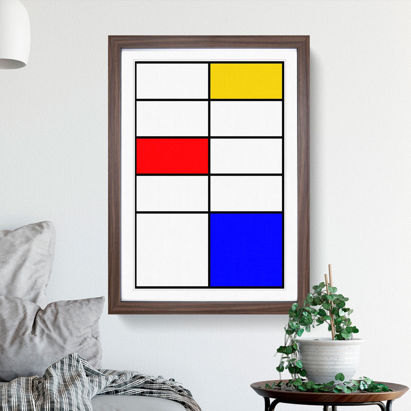 Composition Vol.4 by Piet Mondrian - Picture Frame Painting, 65cm H x 48cm W x 2cm D, Walnut