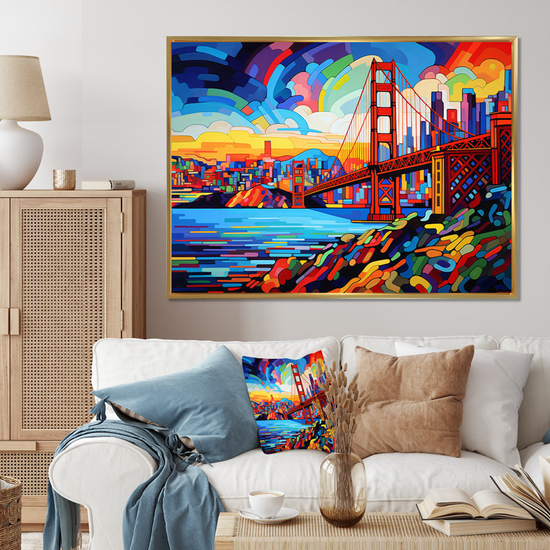 Pop Art San Francisco I - impressions d'art mural de paysages urbains, Gold Picture Framed, 12" H x 20" W