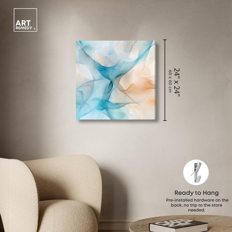 Art abstrait bleu Quori III , H 24 po x l 24 po, Toile tendue