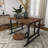Teak Wood Dining Table with Attached Seats-94225242-94225240-94225241