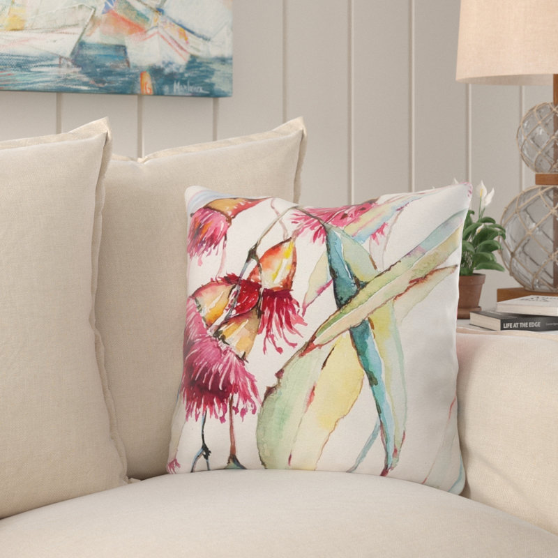 Floral Outdoor Reversible Throw Pillow, Microsuede, Indoor