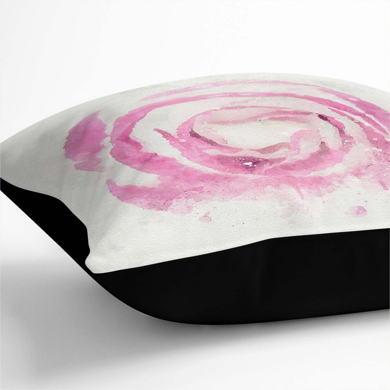 Pink Lisianthus Flower Cushion with Filling, 40cm H x 40cm W x 15cm D, Black