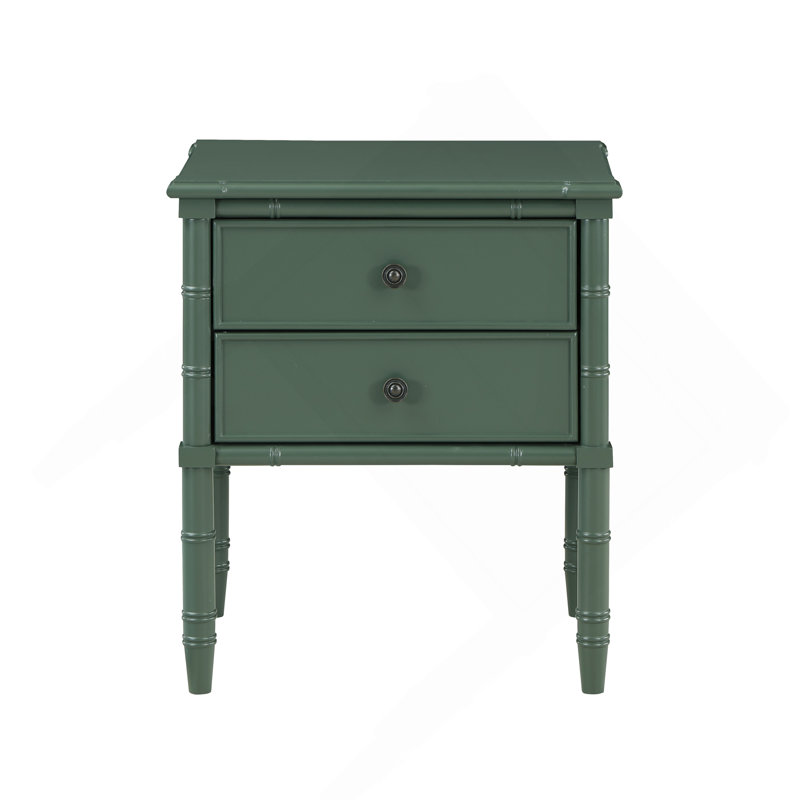 Table de chevet 2 tiroirs Emmett - Vert rétro, Vert antique