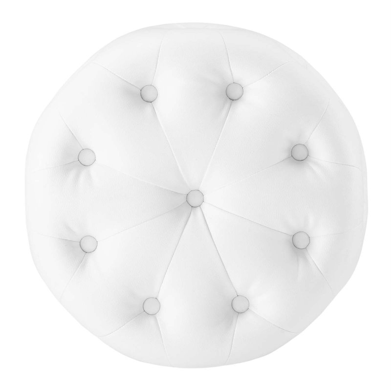 Anthem Tufted Button Round Faux Leather Ottoman