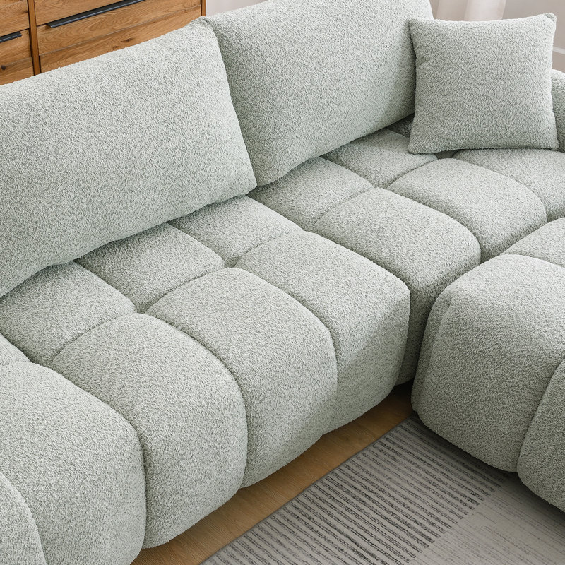 Canapé modulaire modulaire avec siège très grand, conception en ligne, repose-pieds mobile, mousse haute densité, combinaison libre, structure robuste pour une vie confortable