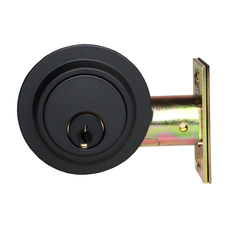 Modern Single Cylinder Deadbolt For 1-3/8" To 2-1/8" Door Unlacquered Brass Finish