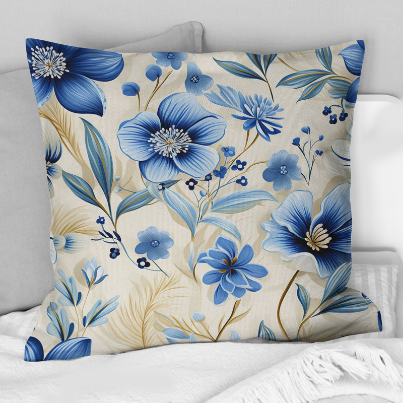 Floral Throw Pillow, 18"H x 18"W