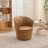 Genuine Leather Accent Swivel Barrel Chair – 360° Spin Metal Base-1378148629