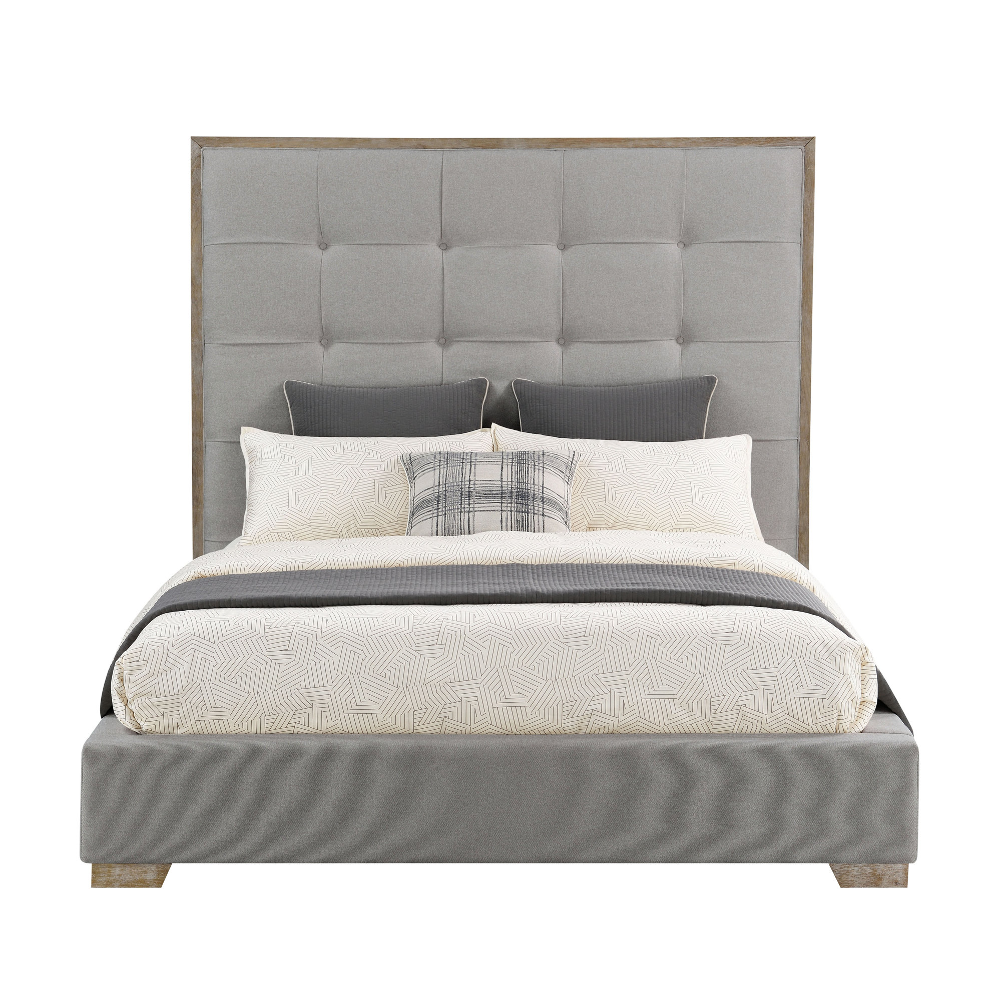 Upholstered Bed, Gray, King