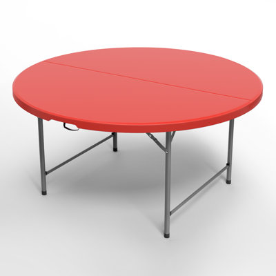 5ft Plastic Folding Table, Round Bi-Fold Wedding Dining Table with Carrying Handle for Indoor Outdoor