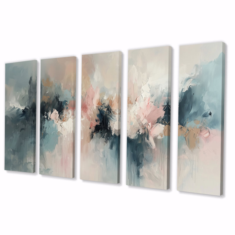 «White Brushstroke Abstract Paint I», ensemble de reproductions d'art murales abstraites, H 32 po x l 80 po