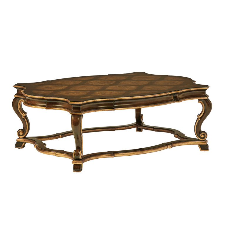 Sovereign Briar Finish Mahogany Wood Cocktail Table with Gilded Accents