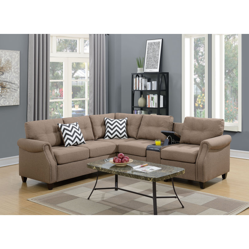 Burson Reversible Corner Sofa, Light Coffee