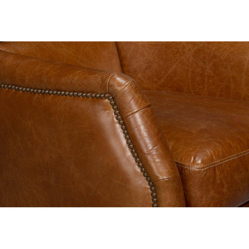 Baker Swivel Club Chair, Brown Genuine Leather