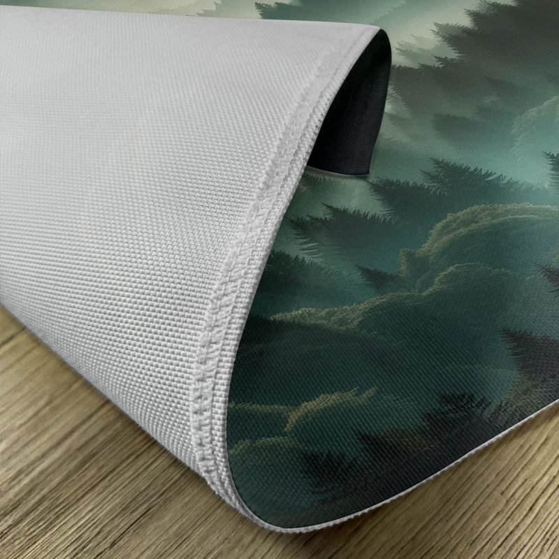 Teal and Evergreen Polyester Forest Scene Rectangle Placemats Set of 4