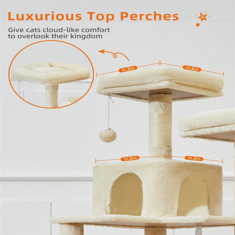 Arbre à chat H 60,59 po Fachan, Beige