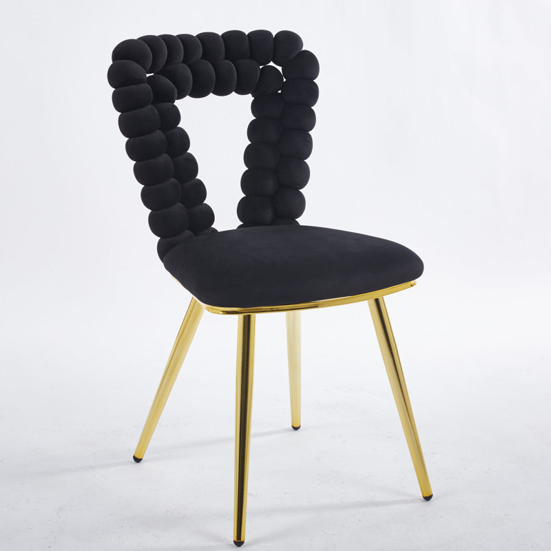 4 chaises noires et dorées - structure en acier inoxydable, coussins moelleux, pour la salle à manger, tissu d'ameublement moderne rouillé (4)