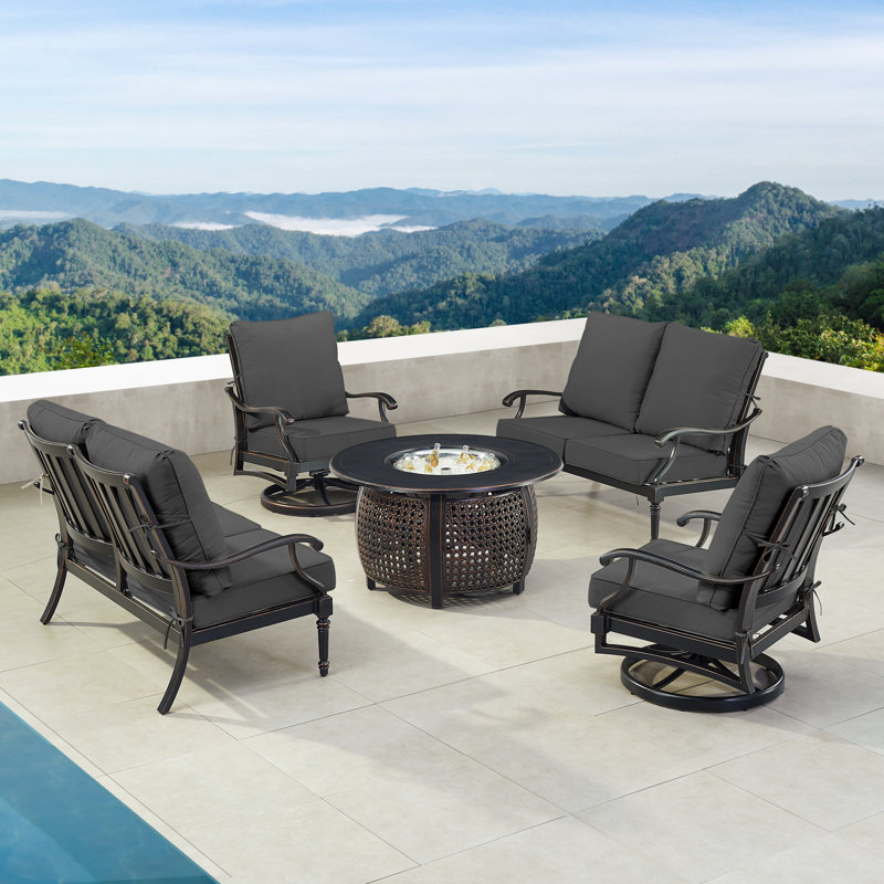 Paighton Outdoor 6 - Piece Conversation Set, Black