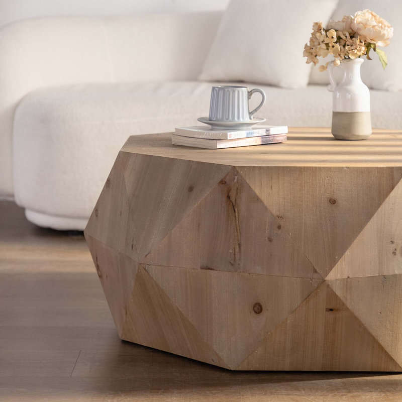Three-Dimensional American Retro Style Coffee Table, Natural