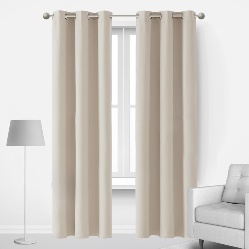 Lompoc Room Darkening Grommet Curtain Panels, Light Beige, 42" W x 54" L
