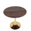 Table tulipe de style milieu du siècle pour 2 à 4 personnes, plateau rond en MDF, pattes dorées, plateau couleur noyer, 80 cm (31,5 po).-2001759649-2001759650