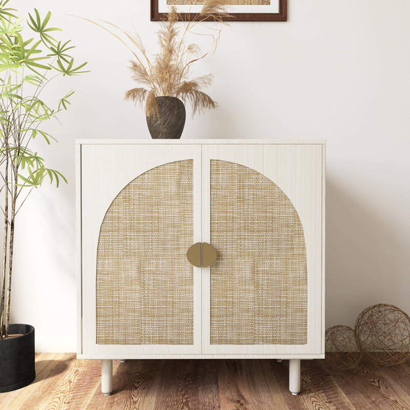 31,57 po H Armoire de rangement en bois à 2 portes avec tablette réglable, Naturel