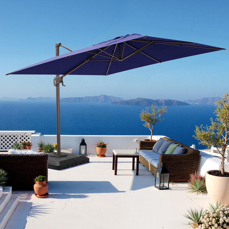 11' X 9' Outdoor Cantilever Umbrella Counter Weights Included, Noir, noir, noir, noir