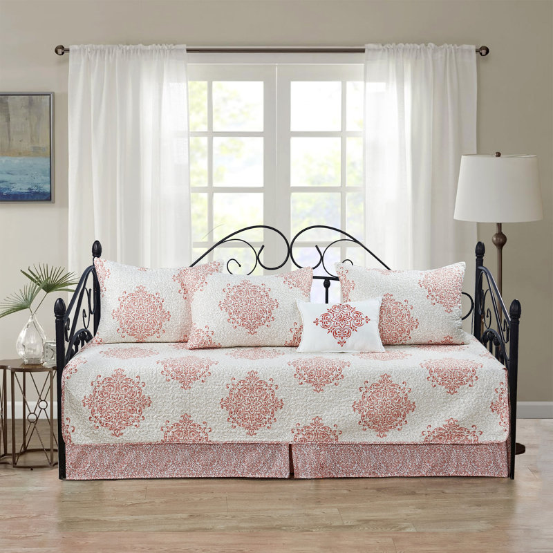 6 Piece Chelsea Daybed Bedspread Set, Coral