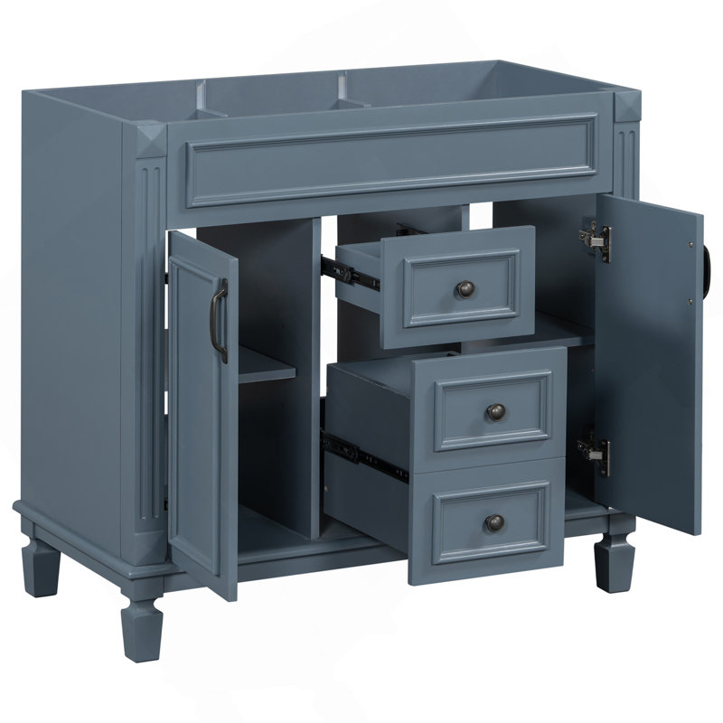 Meuble-lavabo 36 po sans lavabo supérieur, armoire seulement, armoire de rangement moderne avec 2 portes à fermeture douce et 2 tiroirs
