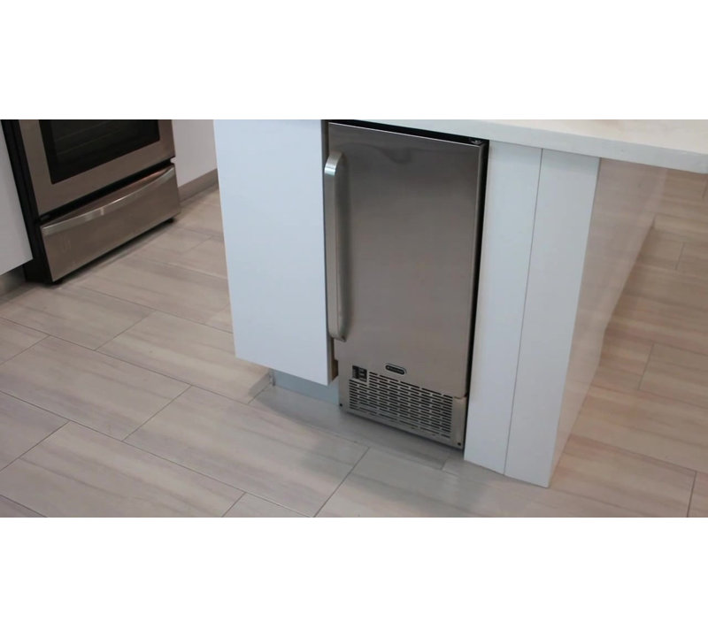 Freestanding Black and Stainless Steel Undercounter Ice Cube Maker