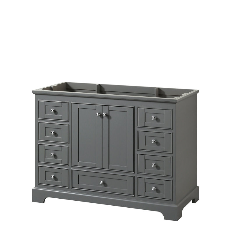 Base de meuble-lavabo simple 48 po Deborah, Gris foncé / chrome poli
