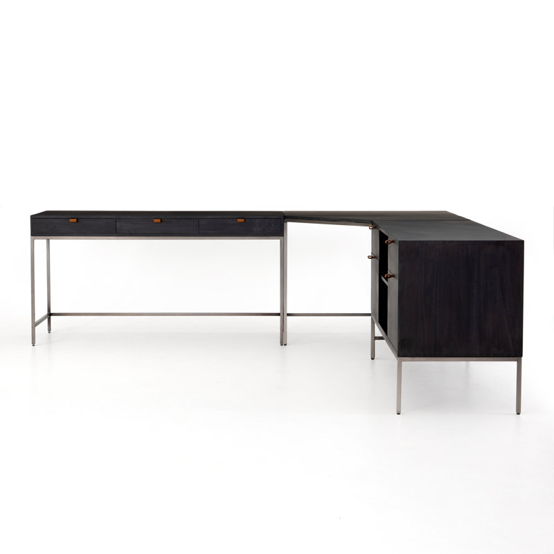 Trey Solid Wood Writing Desk, Black Wash Poplar
