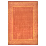 Hand Knotted Geometric Area Rug in Rust/Beige