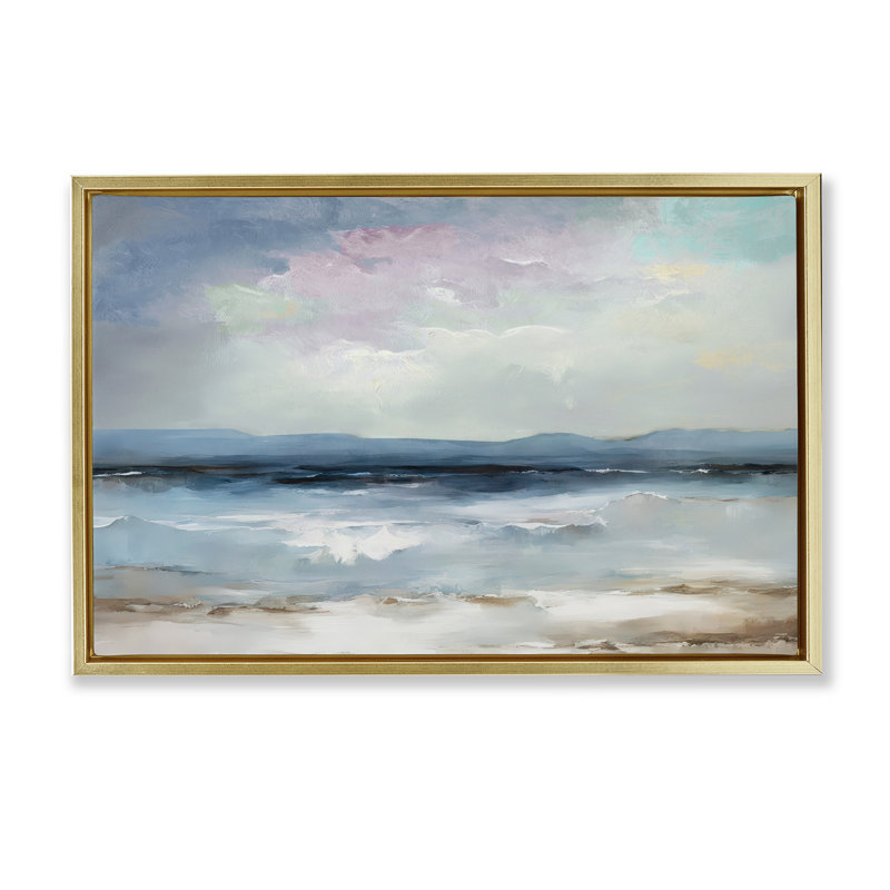 Cadre flottant Coastal Sea Of Sighs, design par Annabelle Hall, H 21 po x l 31 po, Cadre flottant métallique doré