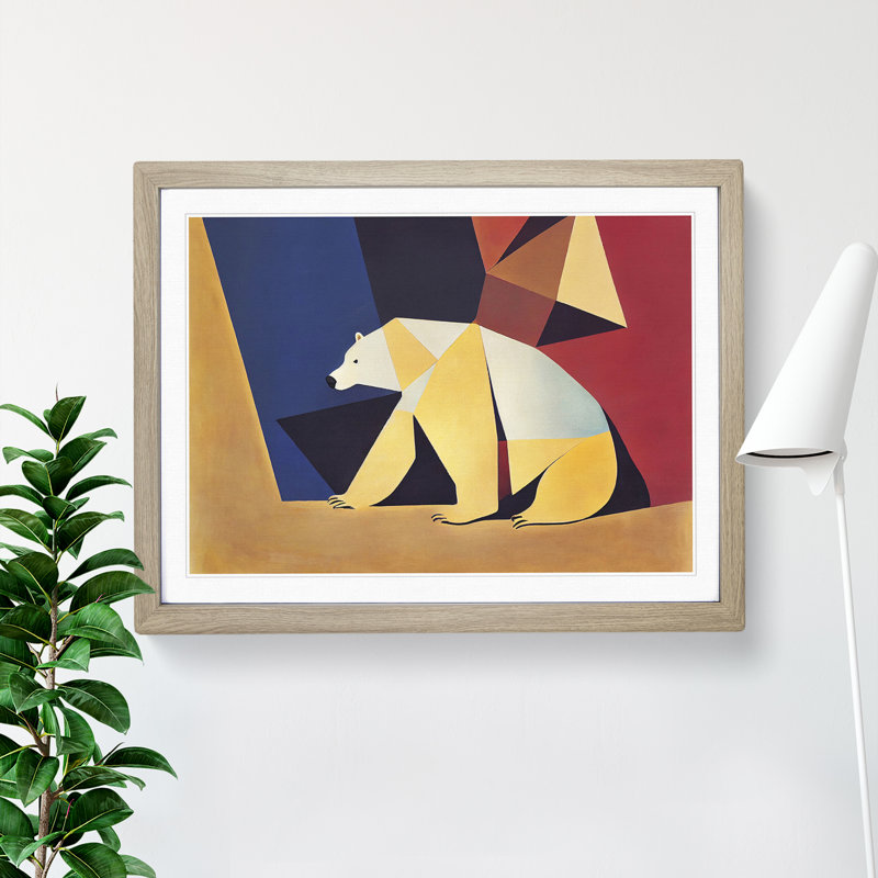 Cool Abstract Polar Bear - Framed Print, 34cm H x 46cm W x 2cm D, Oak