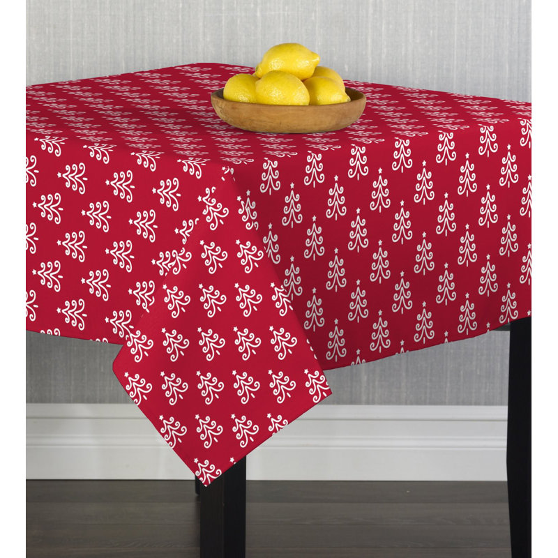 Chriopher Christmas Trees on Tablecloth