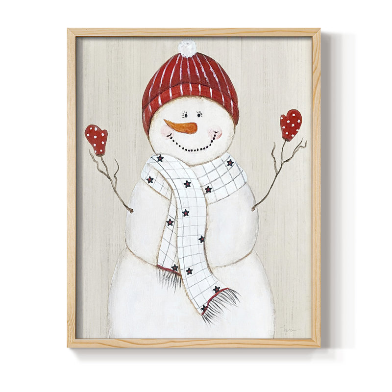 Festive Snowman III, reproduction encadrée - bois massif, H 15 po x l 12 po
