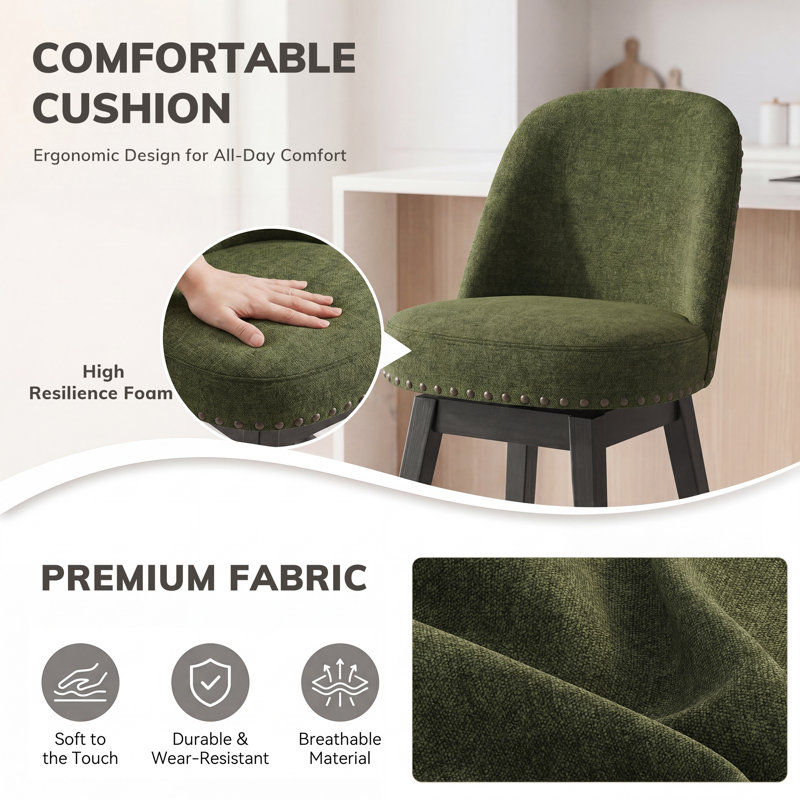 Swivel Counter Stool, Green
