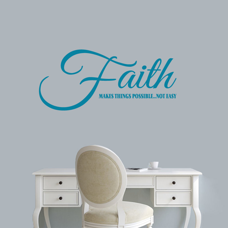 Adhésif décoratif «Faith Makes Things possible», Bleu sarcelle