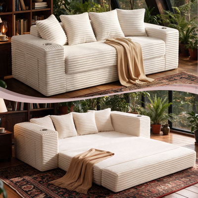 Upholstered 77.2 " Fabric Sofa & Chaise