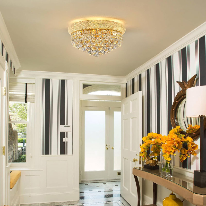 Modern 18" 4-Light Round Crystal Flush Mount Ceiling Light