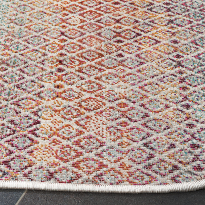 Rainbow Performance Abstract Indoor/Outdoor Area Rug, Round 6'7"