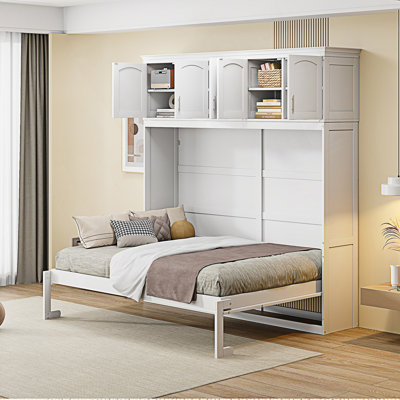 Lit escamotable double, lit escamotable avec armoires supérieures